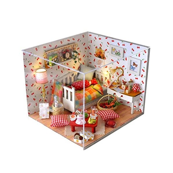 predolo 3D Lumière LED Miniature Maison de Poupée Automne Créatif avec Meubles Couverture Anti-poussière Jouets éducatifs Nou