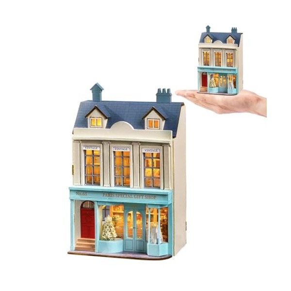 Kit de meubles miniatures en bois fait à la main avec LED, échelle 1:24, jouets créatifs en bois pour adultes, amis, amoureux