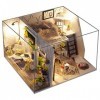 Folpus Artisanat Créatif Lumière LED Maison de Poupée Miniature avec Meubles Poupée Puzzles Romantique Bricolage Fille Cadeau