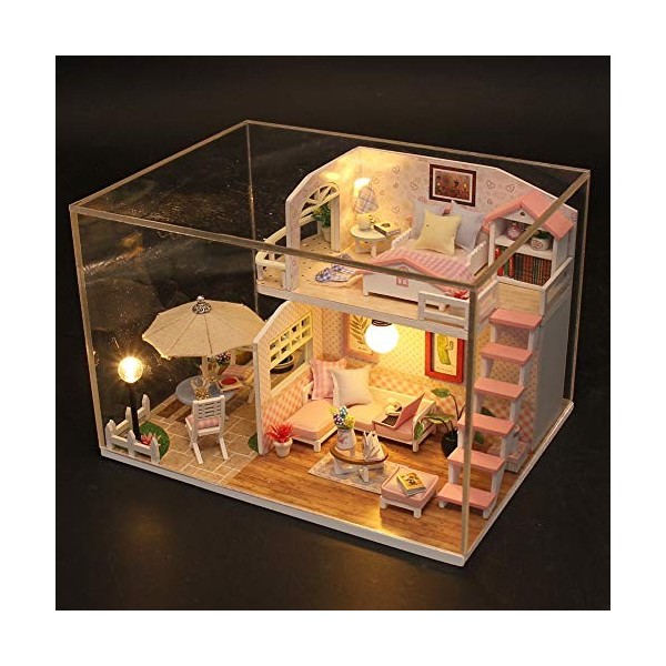 , Kit de Maison de poupée Miniature, Miniature de Maison de poupée avec lumière LED, Cadeaux for Les Parents damis, Princess