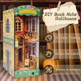 deAO Kit Livres, Bricolage Maison Miniature avec lumière LED, Livre Puzzle en Bois 3D pour Adultes à Construire, kit Maison d