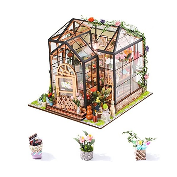 Maison de Poupée Bricolage, Kit de Maison de Poupée Miniature 1:24,  Miniature de Maison de Poupée avec Lumière LED, Cadeaux Créatifs pour Amis