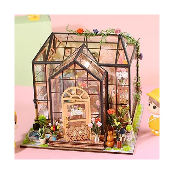 Maison de poupée, 1:24, kit miniature de maison de poupée avec lumière LED, cadeaux créatifs pour amis, parents, maison de fl