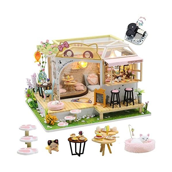 Kit miniature pour maison de poupée avec meuble, échelle 1/24 pour cadeau, maison de poupée miniature avec mouvement musical