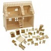 CUTEROOM Maison de poupées en Bois lemogo Maison séparée - Kit de Construction Artisanale en Bois avec Meubles DH003 