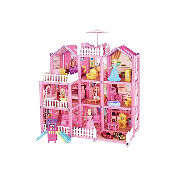 Maison de Poupées, Trois Couches étages Maison Poupée, Maison de Poupée avec Meubles et Accessoires, Jouet de Rôle, Jouets de