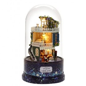 needlid Miniature de Maison de poupée en Bois, kit de Maison de poupée Miniature modèle 3D assemblant Un Style Moderne avec l