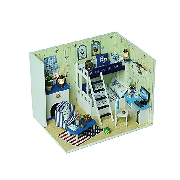 kuweot Kit de Maison de poupée Miniature Bricolage, modèle de Maison de poupée en Bois Mignon, Salle créative avec lumières L