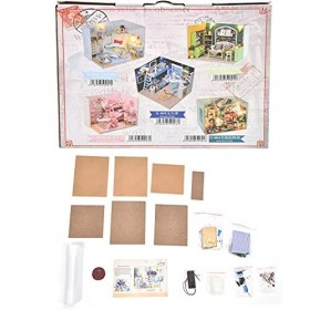 kuweot Kit de Maison de poupée Miniature Bricolage, modèle de Maison de poupée en Bois Mignon, Salle créative avec lumières L