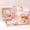 Gatuxe Mini kit de Maison de poupée, kit de Bricolage de poupée 1/24 en Bois intéressant Romantique Belle avec lumière LED po