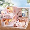 Gatuxe Mini kit de Maison de poupée, kit de Bricolage de poupée 1/24 en Bois intéressant Romantique Belle avec lumière LED po