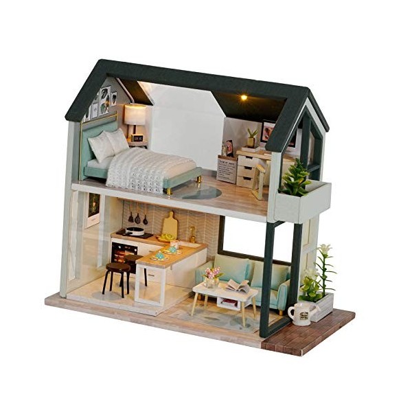 1/24 Kit de Maison de Poupées Miniature Bricolage Jouet de Maison en Bois danniversaire pour Adolescents, Style2