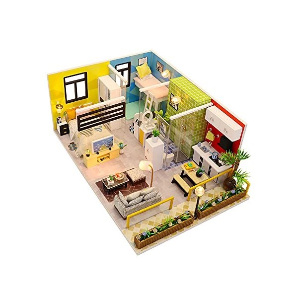 WonDerfulC Kit de maison de poupée miniature en bois 3D échelle 1/24 pour chambre créative, modèle de puzzle, surprise, Hallo