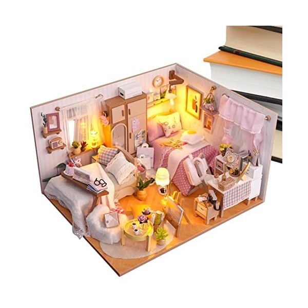 Shareed Bricolage Miniature Maison poupée | Maison poupée en Bois,Mini Maison poupée réutilisable avec Housse Anti-poussière 