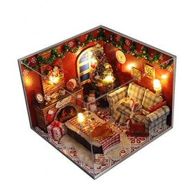 luckiner DIY Tools Kit de bricolage maison de poupée miniature avec housse anti-poussière et musique Assemblage jouets créati