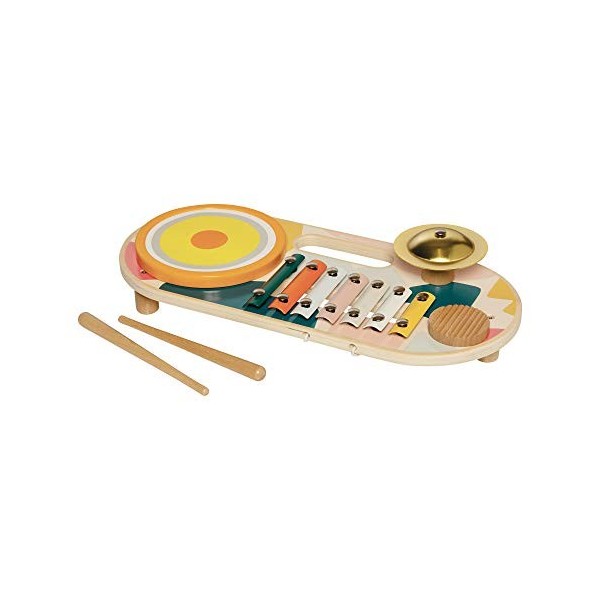 Manhattan Toy Beats to Go en Bois Enfant en Bas âge et Jouet de Musique préscolaire Instrument de Musique Xylophone, Tambour,