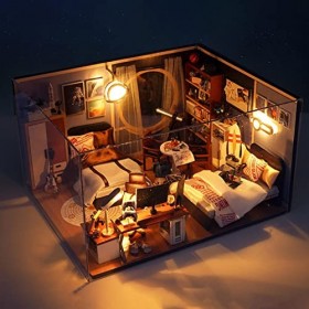 Lambo Maison poupée Miniature Bricolage | Maison poupée en Bois | Mini Maison poupée Faite à la Main avec Meubles et Housse A