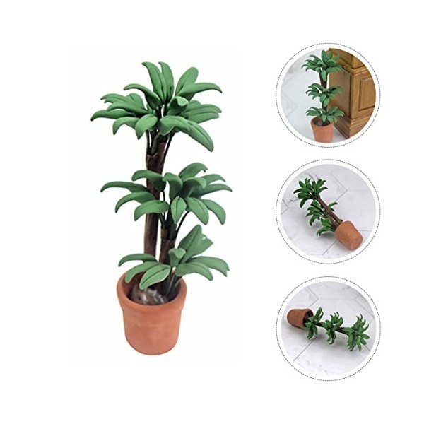 Toyvian 3 Pièces Maison De Poupée Arbre en Pot Ornement De Jardin Fleur Miniature Plantes De Jardin Décor De Mini Pots Pot po