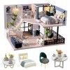 CUTEROOM Maison de poupée Miniature Maison de Poupée Bois en Kit avec Mobilier et Musique Maison Modèle pour Les Filles Et Le