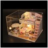 YOUCAI Kit de Maison de Poupée Miniature Maquette Kit DIY Dollhouse en Boi avec Lumières Et Couvercle de la Poussière B 19 * 