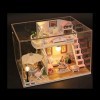 YOUCAI Kit de Maison de Poupée Miniature Maquette Kit DIY Dollhouse en Boi avec Lumières Et Couvercle de la Poussière B 19 * 