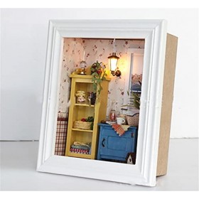 VIONNPPT Maison de poupée miniature 1:24 avec meubles, mini pièce, kit de maison de poupée en bois et étanche à la poussière,