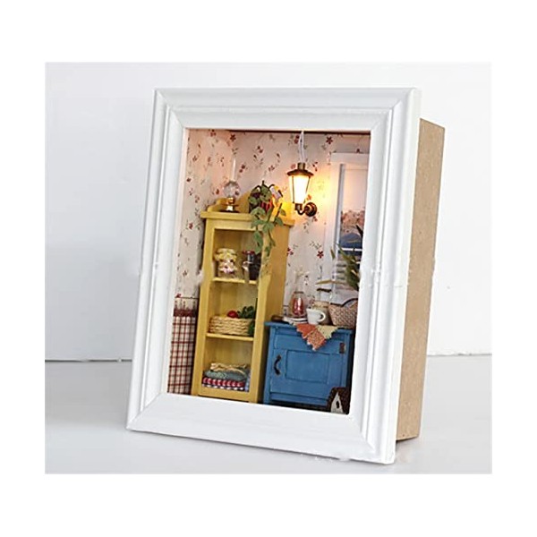 VIONNPPT Maison de poupée miniature 1:24 avec meubles, mini pièce, kit de maison de poupée en bois et étanche à la poussière,