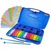 Xylophone Glockenspiel chromatique coloré avec étui et touches en métal clair – Jeu de cartes avec chansons