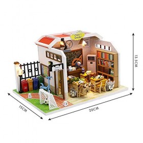 luckiner Mignon mini maison de poupée miniature 3D en bois avec housse anti-poussière