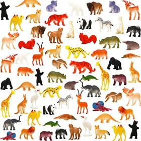 Jouets Animaux, Animaux de la Jungle Réalistes pour Enfants Jouet Garçon Jouet Fille Jeu éducatif Cadeau Fête,Lot de 64 Figur