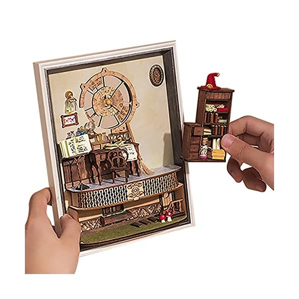 Maseaxi Maisons poupées Miniatures Bricolage - Kit Miniature Cadre Photo en Bois 3D Magic World | Maison en Bois avec Ensembl