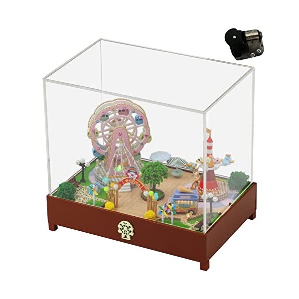 XLZSP Maison de poupée miniature avec meubles - Grande roue rotative - Puzzle 3D assemblé - Cadeau danniversaire pour le Nou