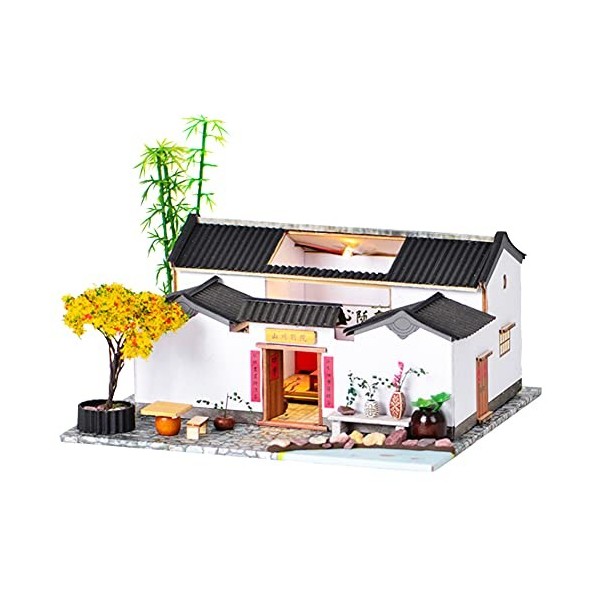 XLZSP BM805 Kit de maison de poupée en bois, modèle architectural chinois ancien 3D, maison miniature pour nouvel an, cadeau 