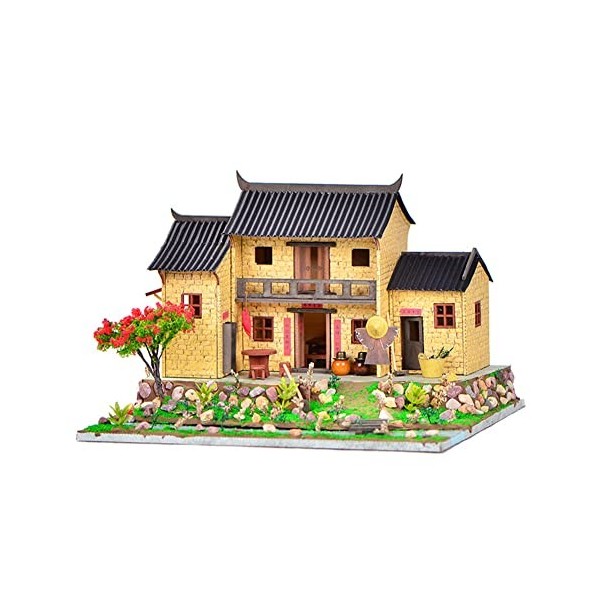 XLZSP BM805 Kit de maison de poupée en bois, modèle architectural chinois ancien 3D, maison miniature pour nouvel an, cadeau 