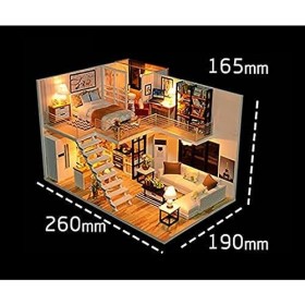 Kit De Meubles Miniatures En Bois Pour Maison De Poupée Puzzle 3D Appartements Loft Avec Lumières LED Cadeaux Danniversaire 