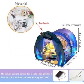 Keenso LED Bricolage Mini Océan Tunnel Maison de Poupée Kit, Miniature avec Meubles, Maison de Poupée en Bois pour Enfants, A