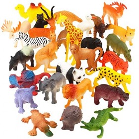 Jouets Animaux, Animaux de la Jungle Réalistes pour Enfants Jouet Garçon Jouet Fille Jeu éducatif Cadeau Fête,Lot de 64 Figur