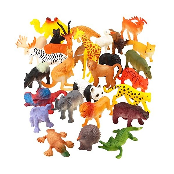 Jouets Animaux, Animaux de la Jungle Réalistes pour Enfants Jouet Garçon Jouet Fille Jeu éducatif Cadeau Fête,Lot de 64 Figur