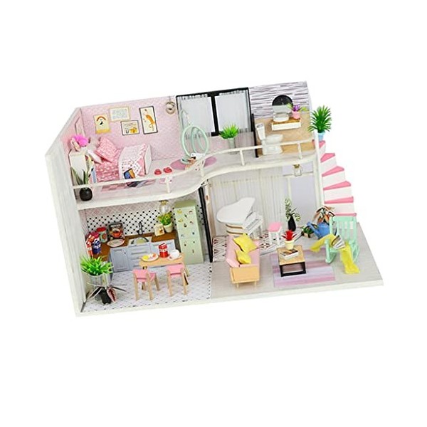 misppro Maison de poupée miniature en bois avec accessoires de meubles 1/24