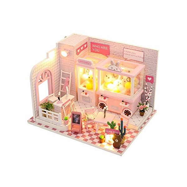 Huanxin DIY Miniature Dollhouse Kit 3D, Maison poupées avec des Meubles Lumière, Mouvement Musique Dollhouse en Bois Kit Plus