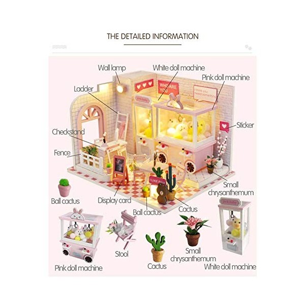 Huanxin DIY Miniature Dollhouse Kit 3D, Maison poupées avec des Meubles Lumière, Mouvement Musique Dollhouse en Bois Kit Plus