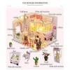Huanxin DIY Miniature Dollhouse Kit 3D, Maison poupées avec des Meubles Lumière, Mouvement Musique Dollhouse en Bois Kit Plus