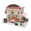 LIUSHUI kit Maison Bricolage pour Adultes,Dollhouse Miniature DIY Mini House Kit avec lumières LED et Meubles pour Coffret Ca