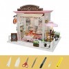 LIUSHUI kit Maison Bricolage pour Adultes,Dollhouse Miniature DIY Mini House Kit avec lumières LED et Meubles pour Coffret Ca