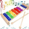 Xylophone Bois Instrument de Musique pour Bebe Enfant Adulte Glockenspiel Avec Maillet en Bois Jouets Musicaux 8 Clés Educati