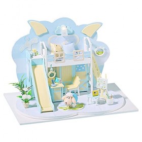 Kit de Maison de poupée, Mini Maison de poupée Miniature en Bois Maison de poupée Jouet Cadeau danniversaire pour Les Amis p