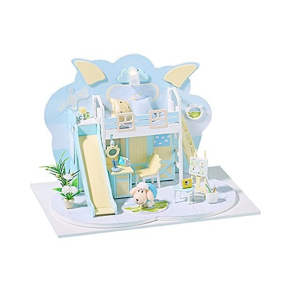 Kit de Maison de poupée, Mini Maison de poupée Miniature en Bois Maison de poupée Jouet Cadeau danniversaire pour Les Amis p