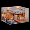 Decdeal Enfants Filles Cadeau DIY 3D Dollhouse Miniature Meubles Kit LED Lumière Type 4 