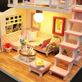 Maison de poupée Bricolage Loft 3D Maison de poupée Miniature en Bois avec des Meubles Mini-Exquis modèle dappartement Kit d