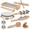 Jouets dinstruments de musique pour toutpetits, ensemble dinstruments de musique à percussion en bois pour les toutpetits, 